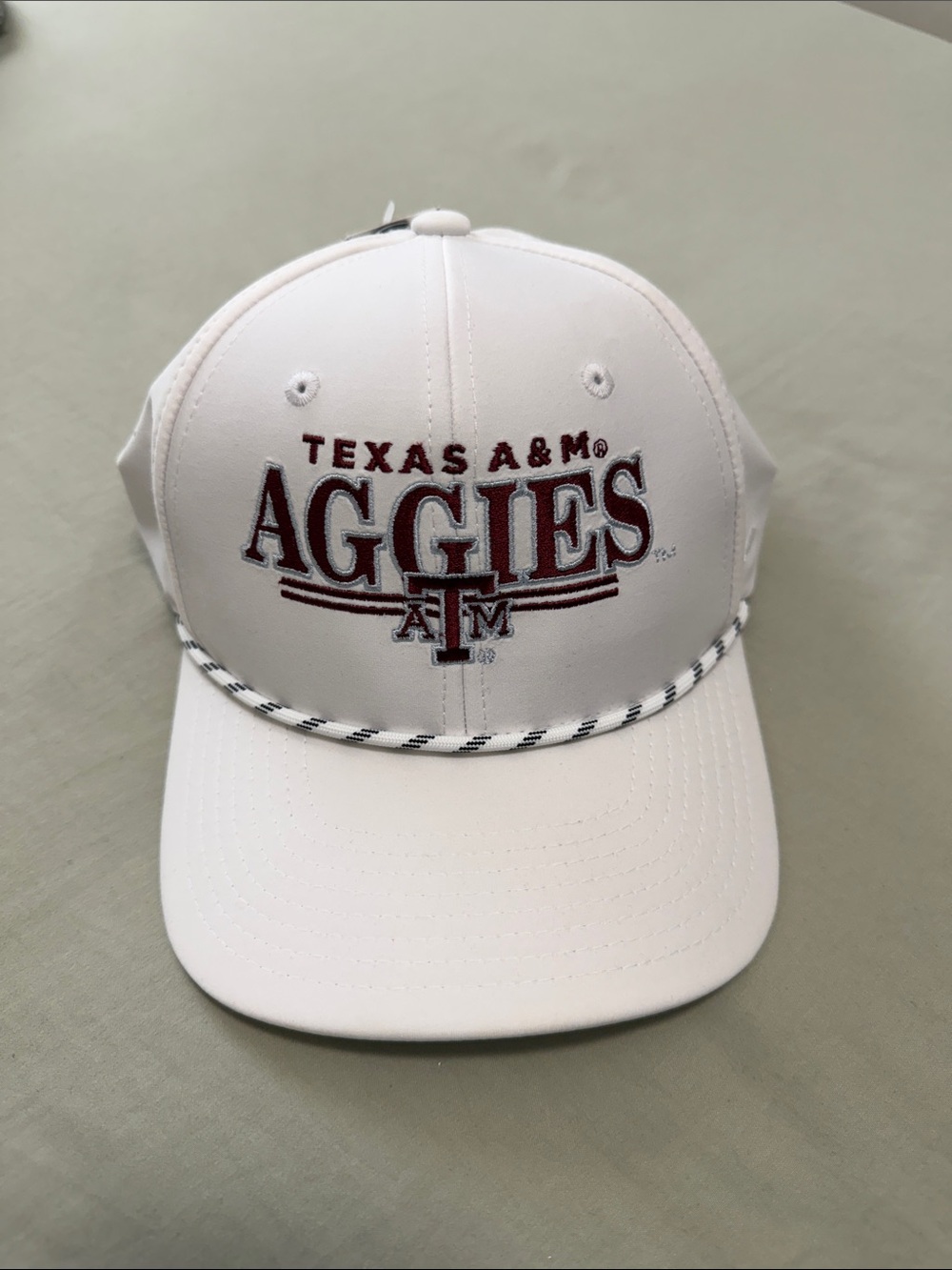 Zephyr White Baseball Cap with Maroon Aggies Logo